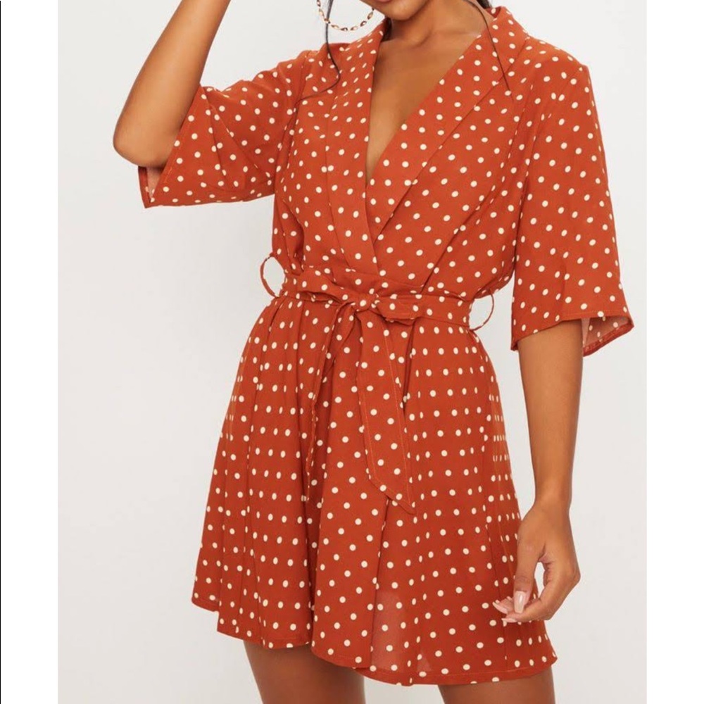 Women’s orange polka dot tea dress